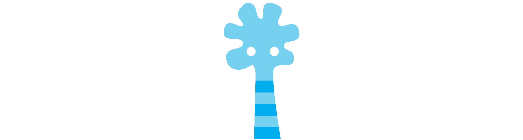 vector image of a blue abstract figure with darker blue stripes and spikey hair designed by Jeffie Brewer
